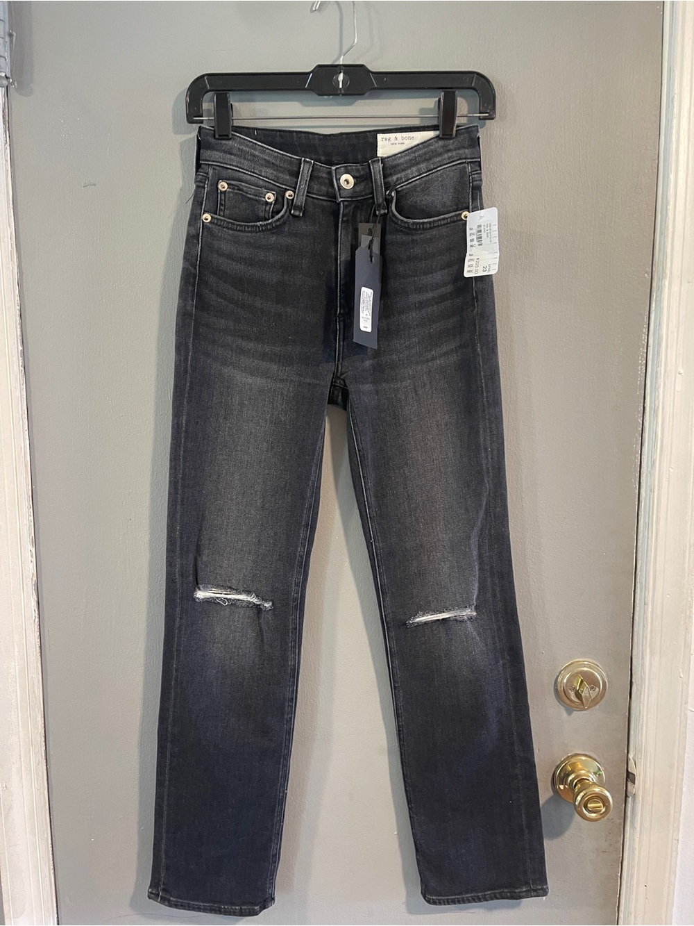 NWT Rag & Bone Nina High-Rise Ankle Cigarette Jean in Grafton w Holes Size 23